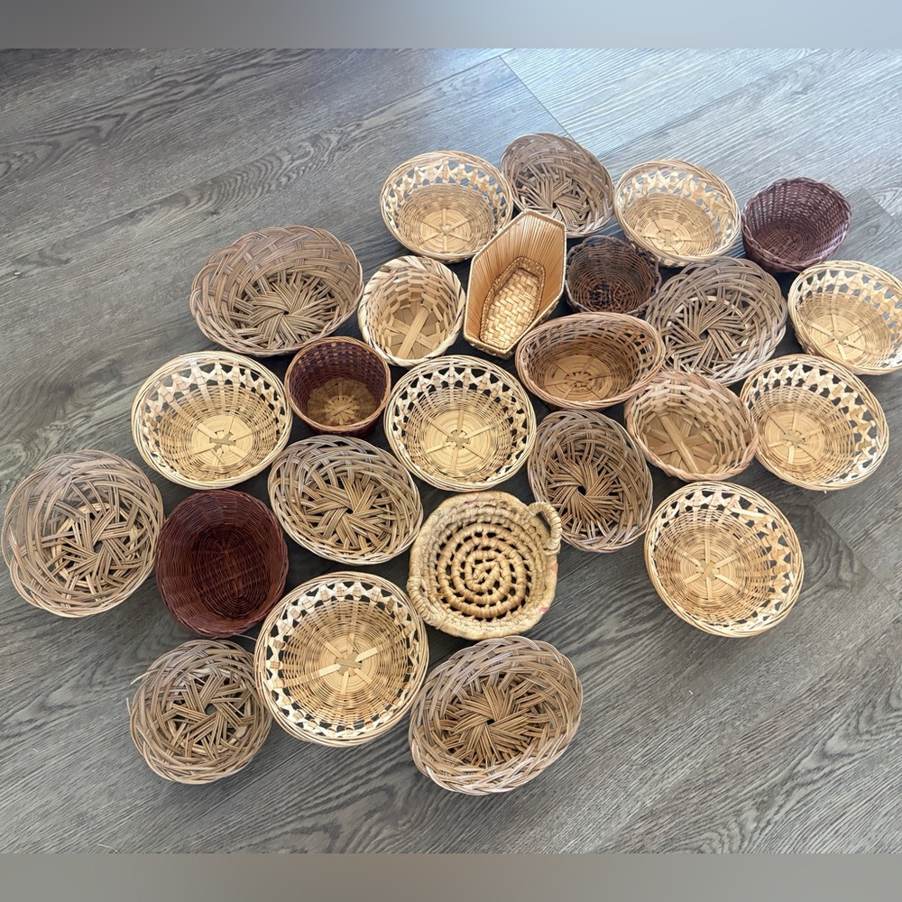 Mini Wicker Basket Wall Assortment Boho Vintage Rattan Gallery